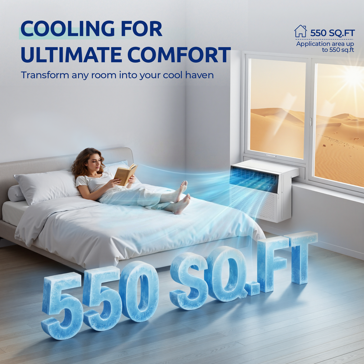 Tehanld 12,000 BTU U-Shaped Smart Inverter Window Air Conditioner,550 Sq.Ft Cooling Capacity, Ultra Quiet Operation, Open Window Flexibility with full view, Energy Saving,Remote Control