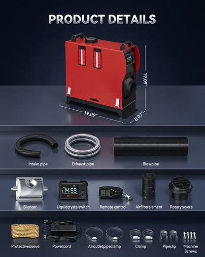 Tehanld 8KW Diesel Heater, 12V/24V All-in-One Portable Air Heater