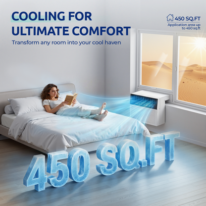 Tehanld 10,000 BTU U-Shaped Smart Inverter Window Air Conditioner,450 Sq.Ft Cooling Capacity, Ultra Quiet Operation, Open Window Flexibility with full view, Energy Saving,Remote Control