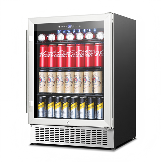 Tehanld Built in Beverage Refrigerator, 24 Inch Under Counter Drink Fridge,185 Can