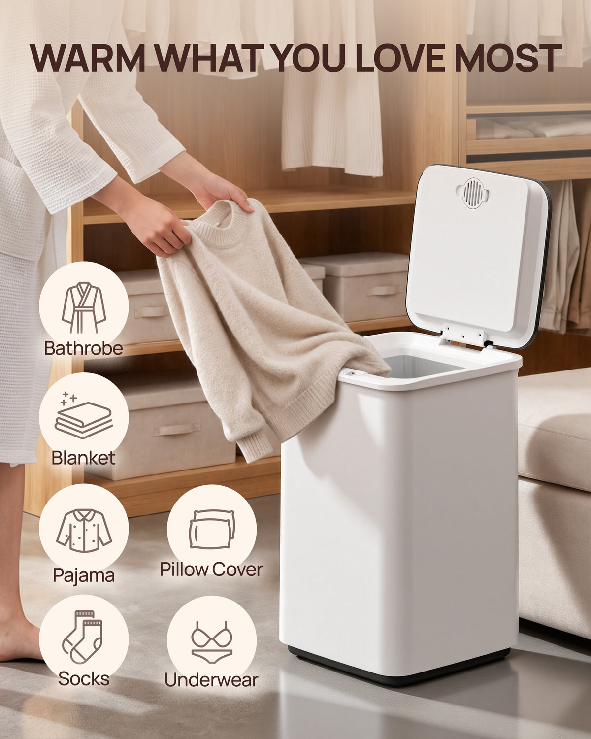 Towel Warmer Bucket for Bathroom Fits 3 Oversized Towels, Black | 5-6 Towels, 4-Timer, 360° Fast Heating, Fragrance Tray, Auto Shut-Off, ETL&FCC, Triple Overheat Protection, Child Lock