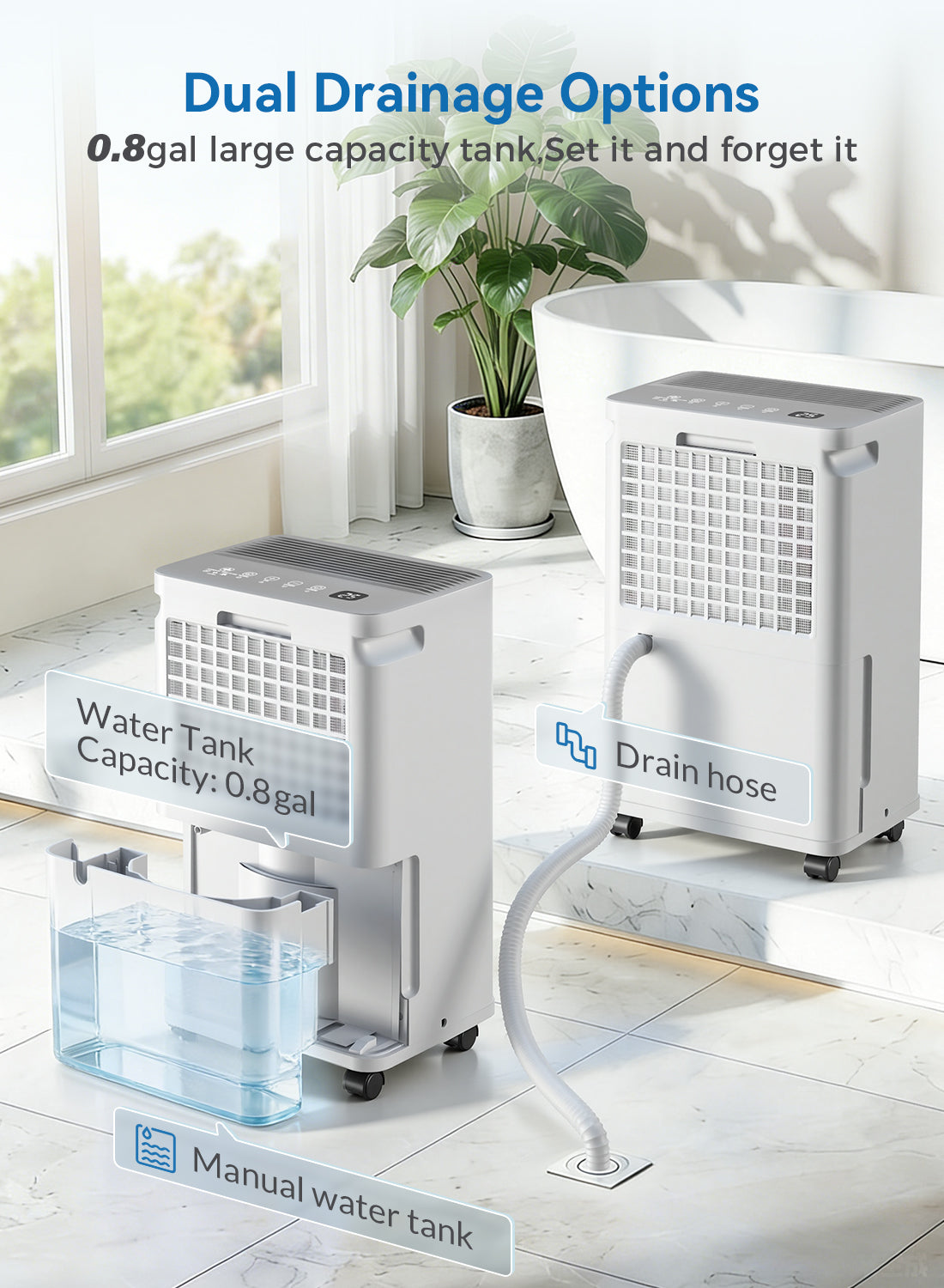2500 Sq.Ft Dehumidifier for Basement with Drain Hose