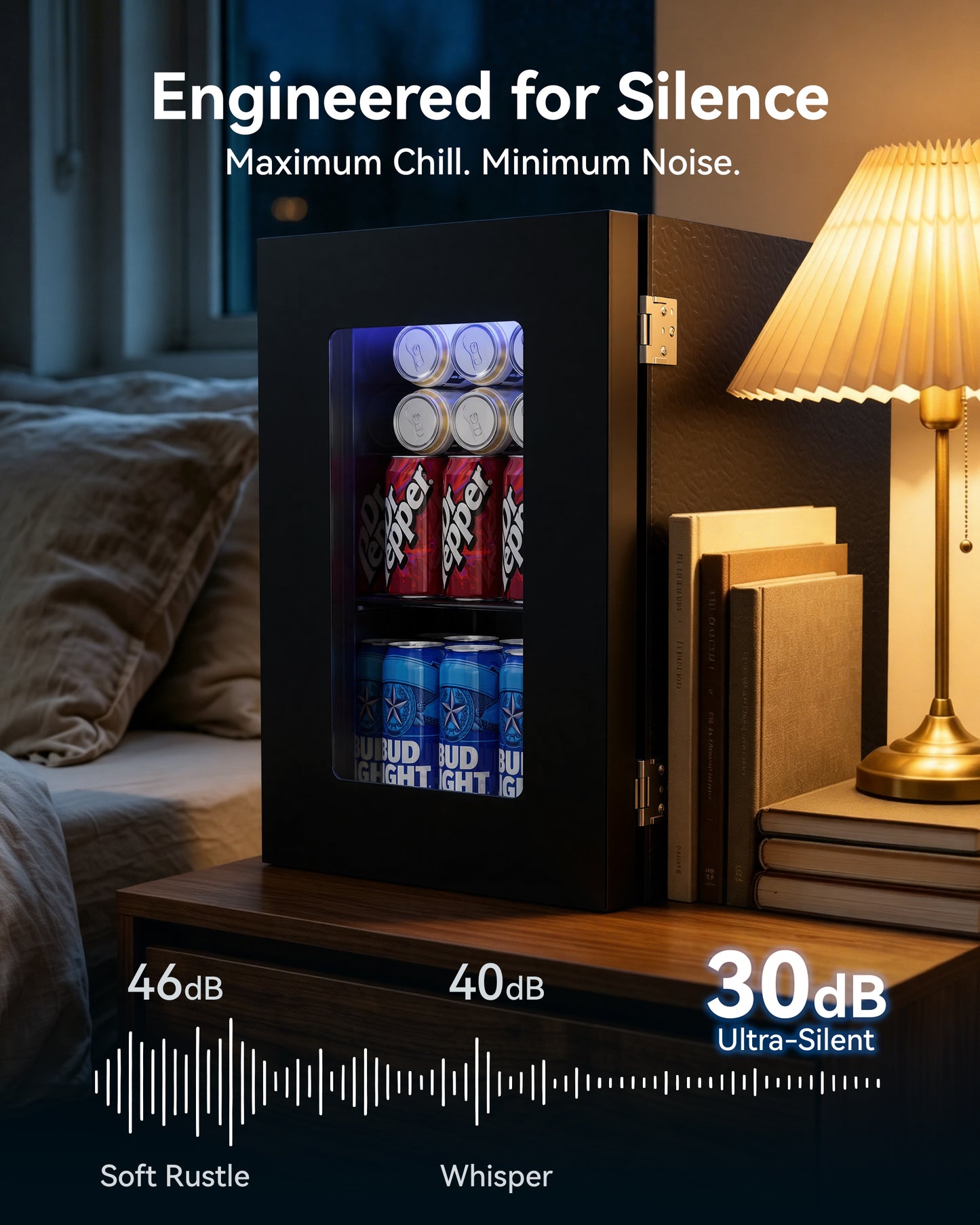 Tehanld 0.6 Cu.ft Beverage Cooler, Compressor Mini Fridge with Glass Door, Small Beverage Refrigerator 40-61°F Adjustable Temperature, Freestanding Soda Beer Fridge for Office, Bedroom, Black