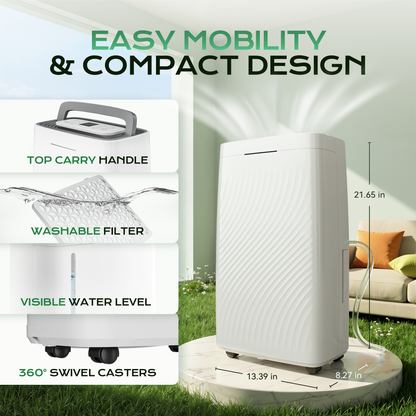 Tehanld Max 82 Pint Dehumidifier for Basement With Drain Hose, Large Dehumidifier for 5000 Sq Ft, 4 Modes, 1.6 Gal Tank, 40dB Quiet, Child Lock, Ideal for Basement, Home, Garage