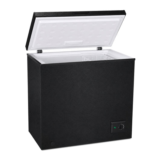 tehanld 2.8 Cu.Ft Chest Freezer, Small Deep Freezer with 7-Level Thermostat, Black2.8 Cu.Ft storage in a compact 2.5 sq.ft footprint with quiet cooling, 7-level thermostat, basket and drain