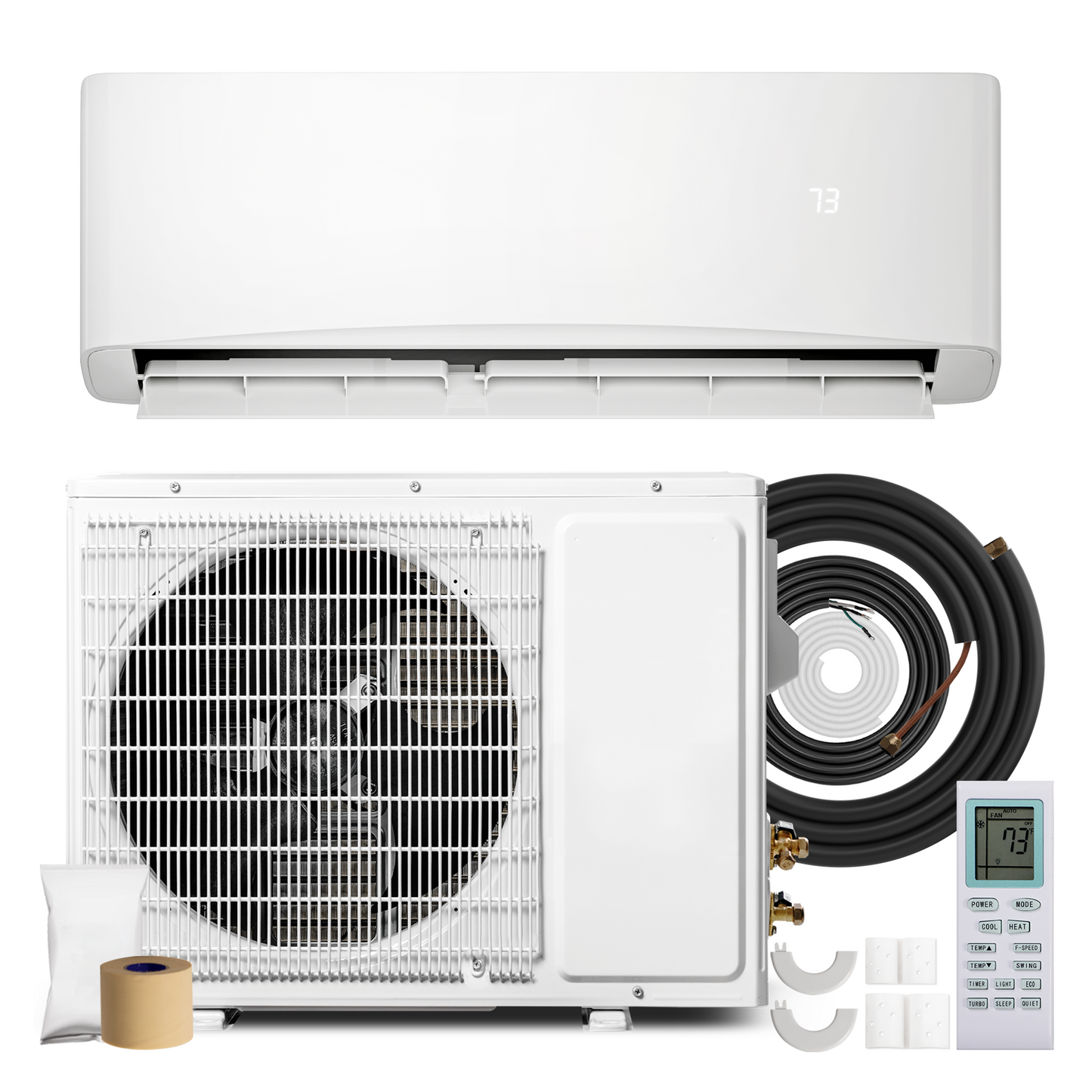 Tehanld 12000 BTU Mini Split Air Conditioner, 17 SEER2 230V Energy Efficient AC Inverter Air Conditioner & Heater Pump System, Cools Up to 750 Sq.Ft, Complete Installation Kit, Upgraded, White