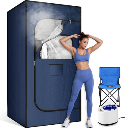 Portable Sauna Box for Home, Personal Steam Nurecover Saunas Heater at Home Use, 𝟑𝐋 𝟏𝟐𝟎𝟎𝐰 Steamer, Indoor Foldable Sauna Tent, Dry Sauna SPA Full Body, Navy Blue, 2.7’ x 2.7’ x 5.9’