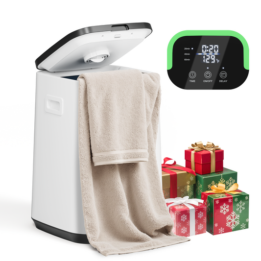 Towel Warmer, Towel Warmers for Bathroom Features 24 Hours Delay and Child Lock, Higher Temperatures and Quicker Heating of Towels, Bathrobes and Blankets, (Battery & Remote Included) (23L)
