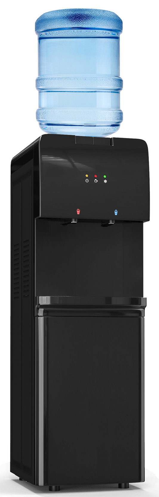 Tehanld Top Loading Water Cooler Dispenser Hot Cold & Cool Water Dispenser for 3 or 5 Gallon Bottles, Child Safety Lock, Simple Quite Design, Ideal for Home, Office, Living Room, Shiny Black