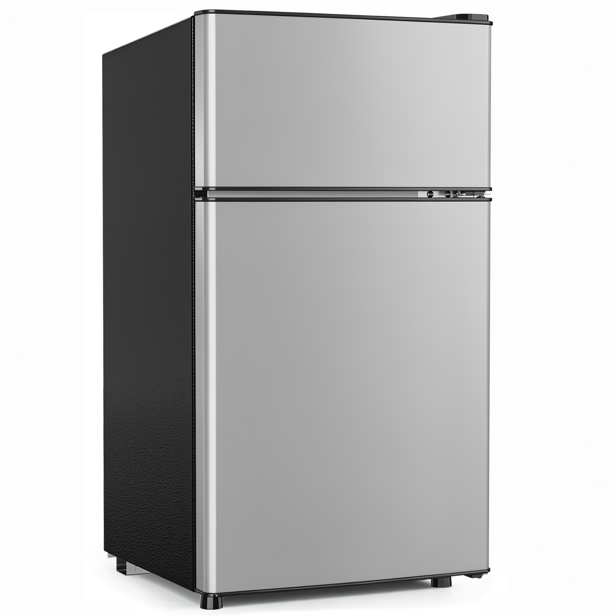 Tehanld 38L Personal Double‑Door Mini Fridge with Freezer, Silver