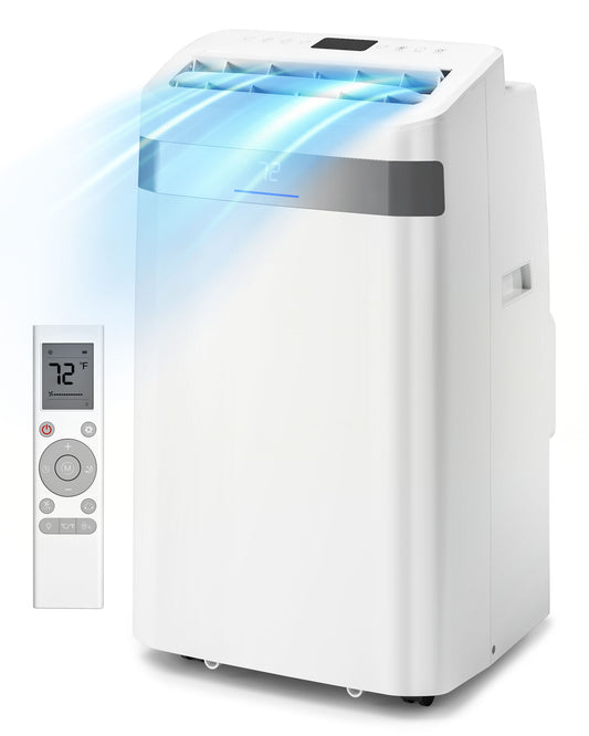 Tehanld 12000 BTU Portable Air Conditioner, 4-in-1 Cooling AC Unit for Rooms up to 550 Sq.Ft, with Dehumidifier, Fan, Sleep Mode, 24H Timer, Remote & Window Kit, Ideal for Large Room, Office, Garage